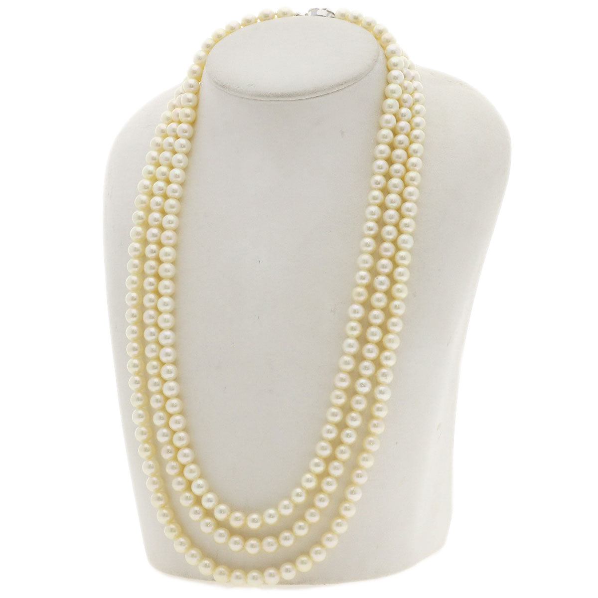 Akoya pearl Pearl 3 rows Necklace Silver 109.1g　Ladies