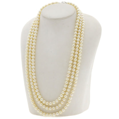 Akoya pearl Pearl 3 rows Necklace Silver 109.1g　Ladies
