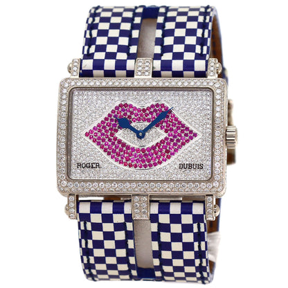 ROGER DUBUIS Too Much Lip Pave Diamond Watches K18 White Gold/Leather Boys