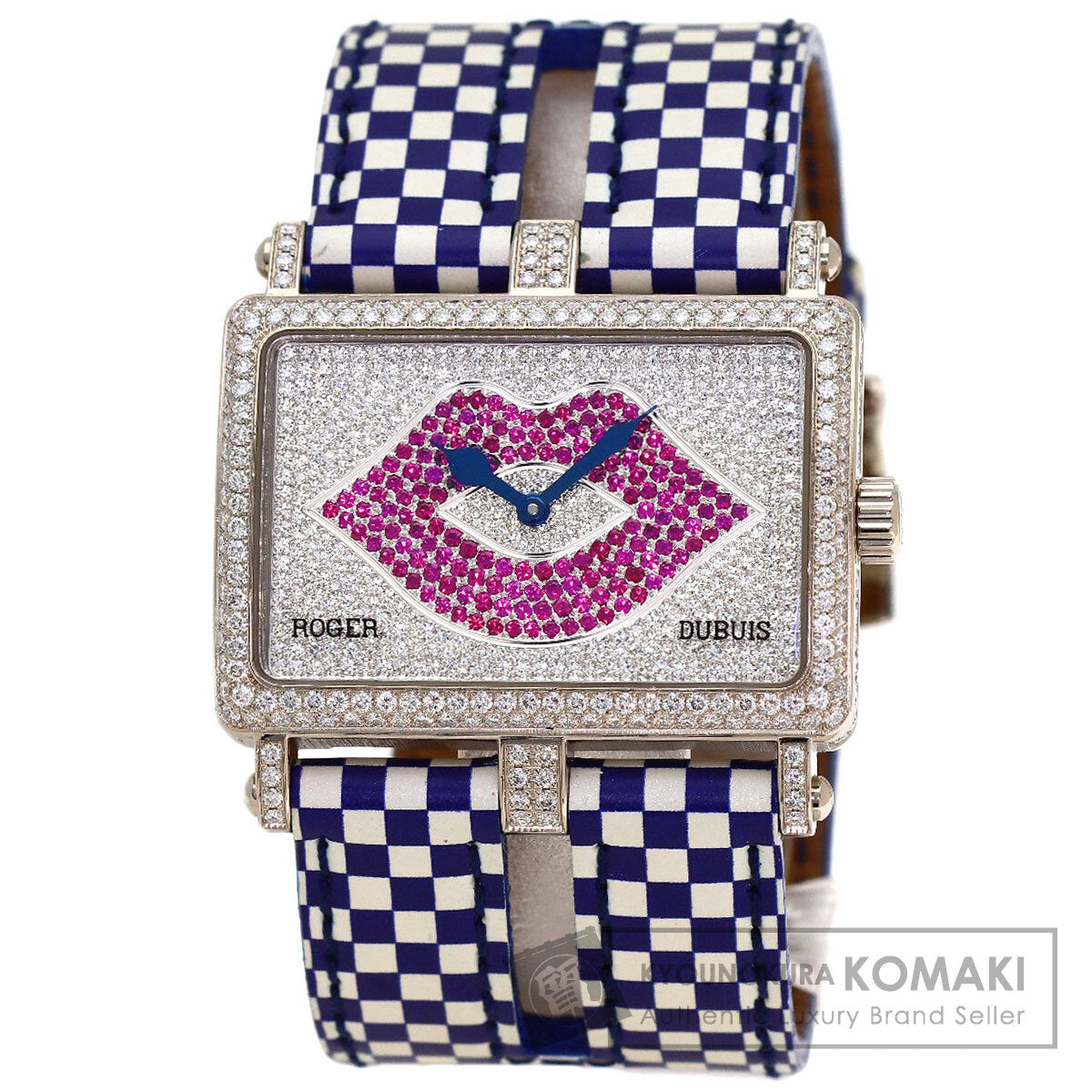 ROGER DUBUIS Too Much Lip Pave Diamond Watches K18 White Gold/Leather Boys