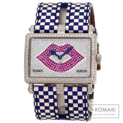 ROGER DUBUIS Too Much Lip Pave Diamond Watches K18 White Gold/Leather Boys