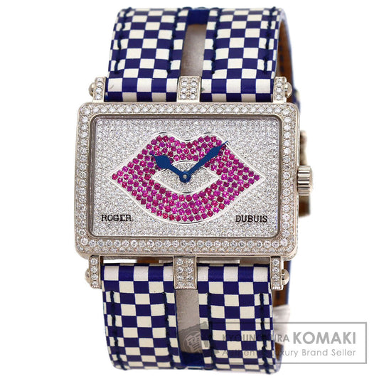 ROGER DUBUIS Too Much Lip Pave Diamond Watches K18 White Gold/Leather Boys