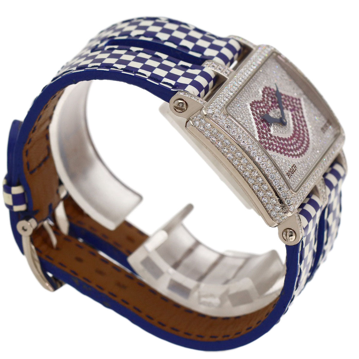 ROGER DUBUIS Too Much Lip Pave Diamond Watches K18 White Gold/Leather Boys
