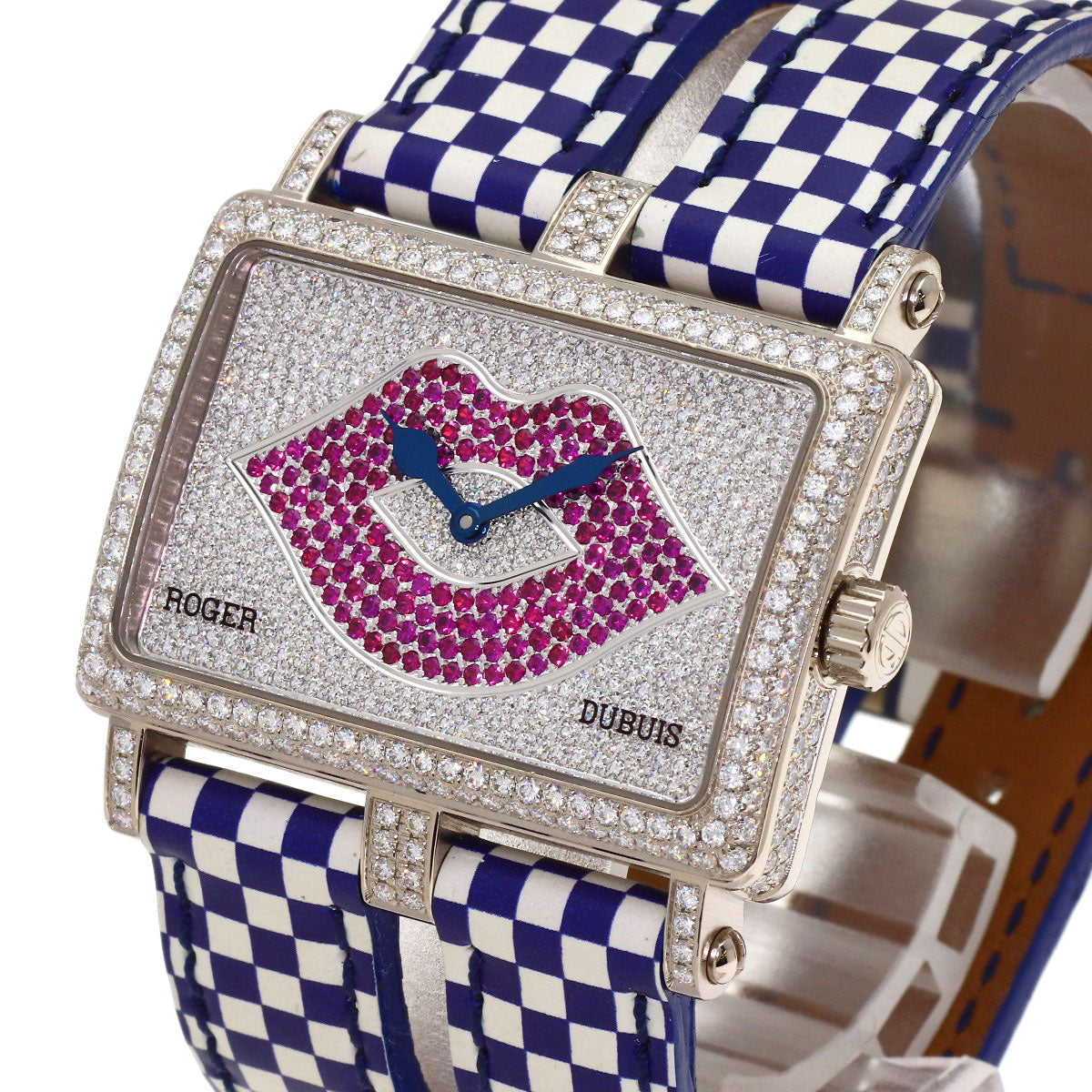 ROGER DUBUIS Too Much Lip Pave Diamond Watches K18 White Gold/Leather Boys