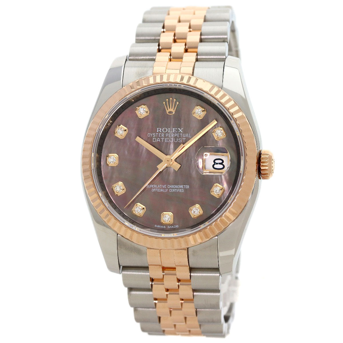 ROLEX DATEJUST 10P Diamond Watches 116231NG Stainless Steel/SSxK18PG mens