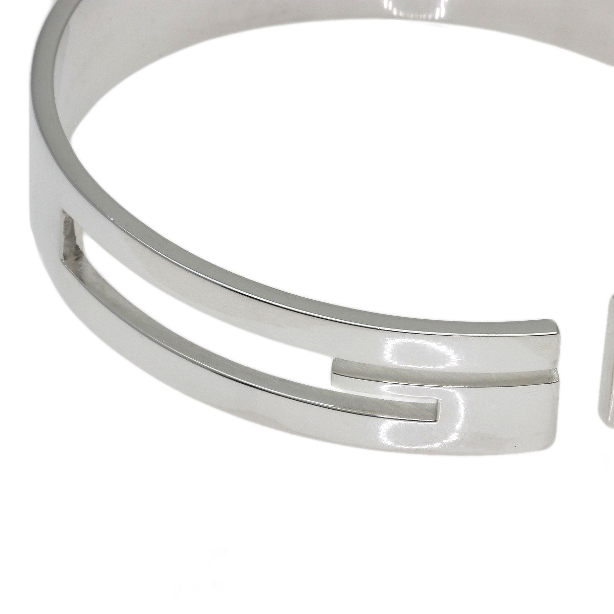 GUCCI Cutout G Logo Bangle Bracelet Silver unisex [Used]
