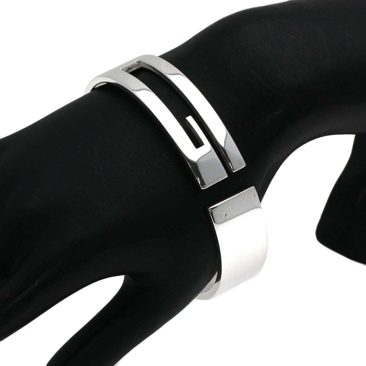 GUCCI Cutout G Logo Bangle Bracelet Silver unisex [Used]