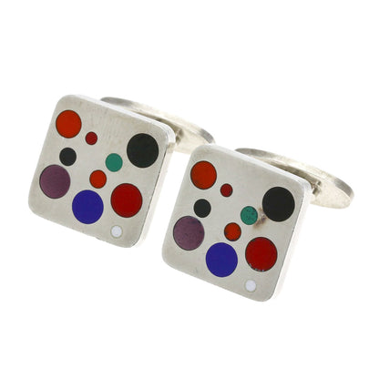 Georg Jensen Domino Enamel Vintage Cufflinks 93A cuffs Silver mens [Used]
