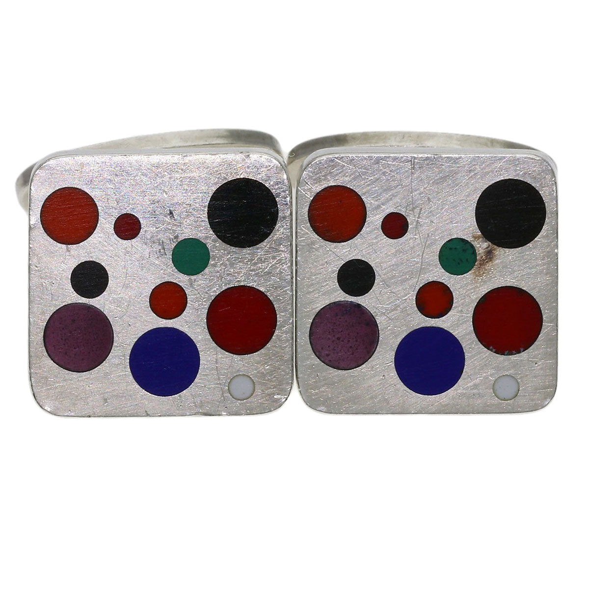 Georg Jensen Domino Enamel Vintage Cufflinks 93A cuffs Silver mens [Used]