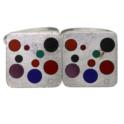 Georg Jensen Domino Enamel Vintage Cufflinks 93A cuffs Silver mens [Used]