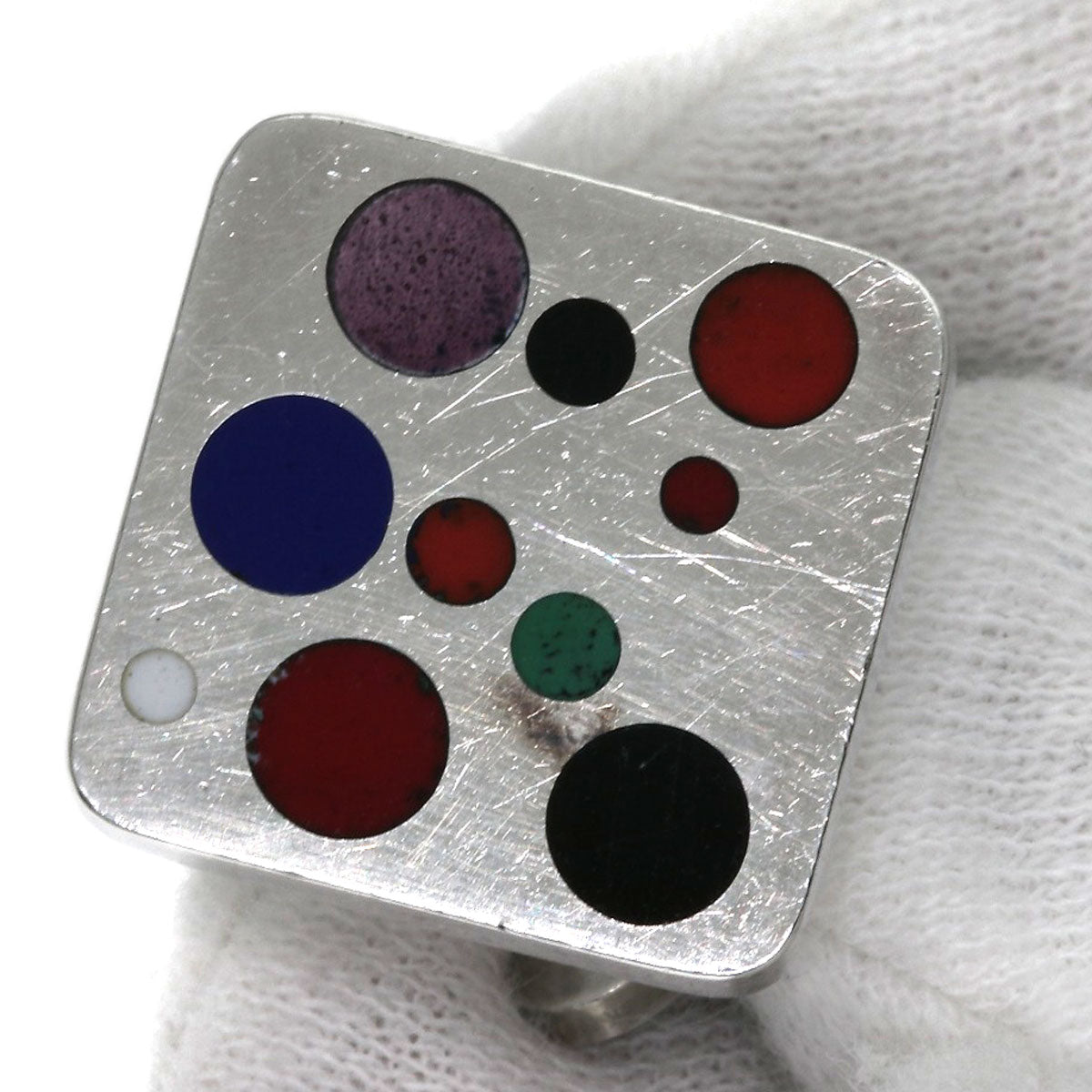Georg Jensen Domino Enamel Vintage Cufflinks 93A cuffs Silver mens [Used]