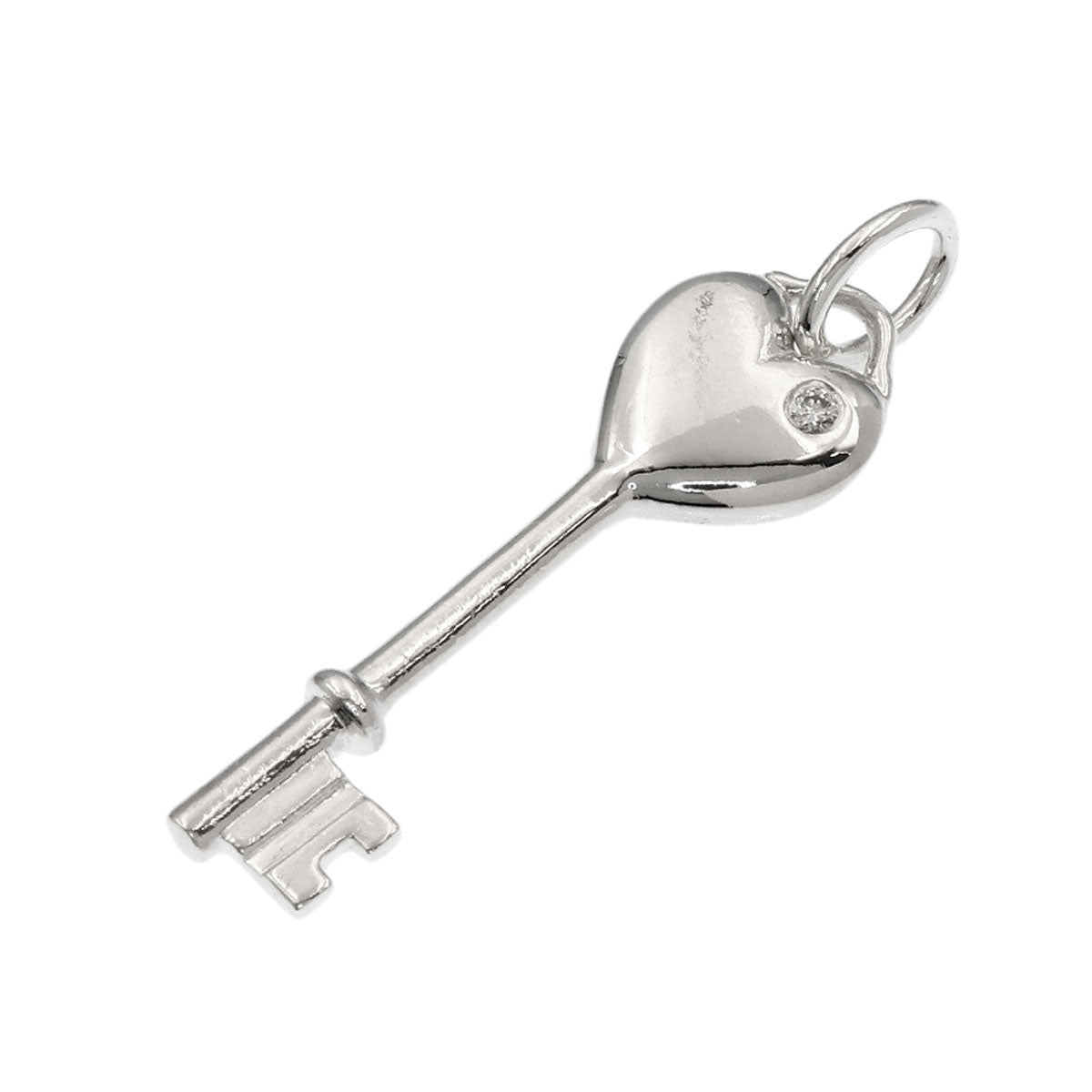 TIFFANY&Co. Heart Key 1P Diamond Pendant top Silver Ladies [Used]