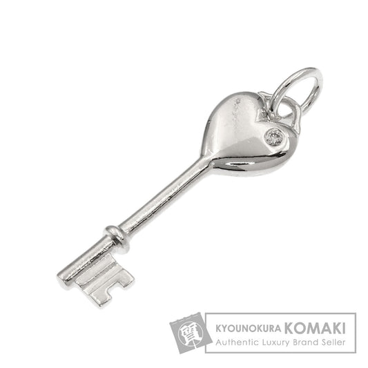 TIFFANY&Co. Heart Key 1P Diamond Pendant top Silver Ladies [Used]