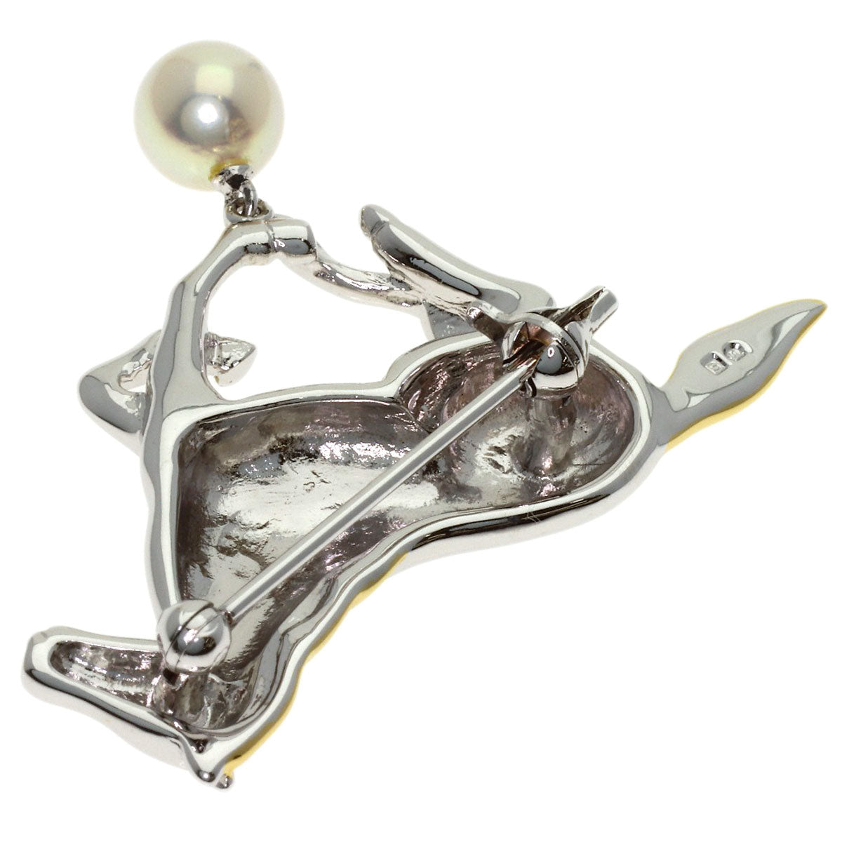 MIKIMOTO Pearl Pearl Horse Motif Brooch Silver Ladies [Used]