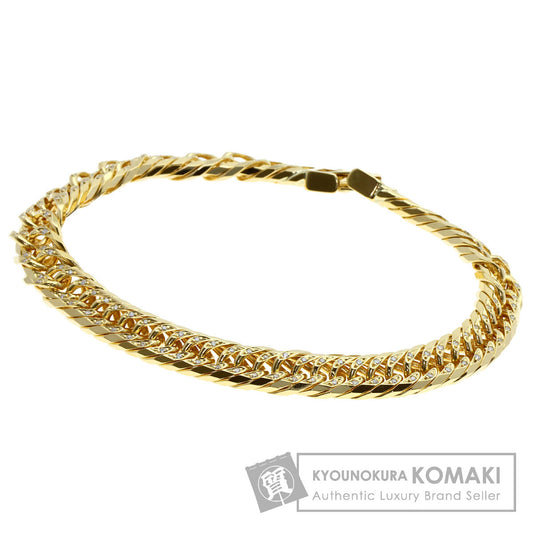 0.5ct Curb chain W8 face Diamond Bracelet K18 Yellow Gold 29.9g　Ladies