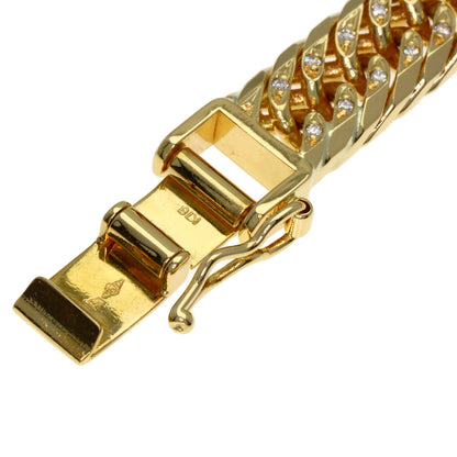 0.5ct Curb chain W8 face Diamond Bracelet K18 Yellow Gold 29.9g　Ladies