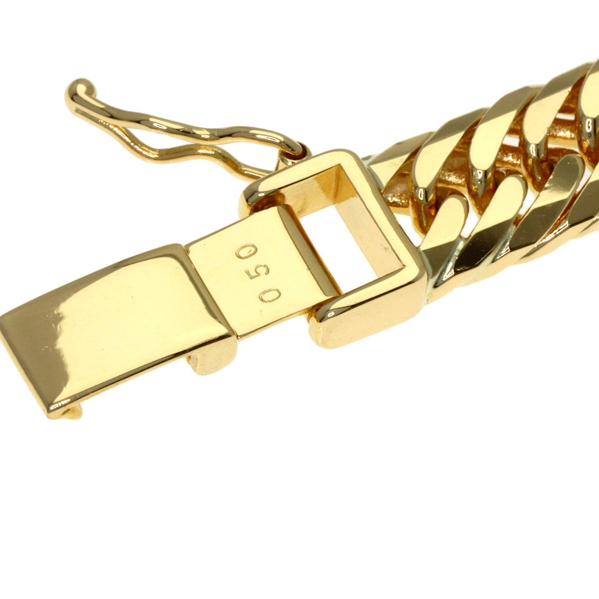0.5ct Curb chain W8 face Diamond Bracelet K18 Yellow Gold 29.9g　Ladies