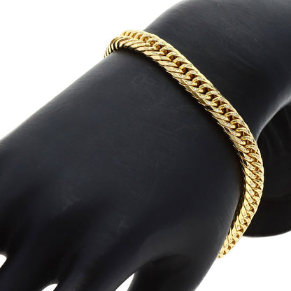 0.5ct Curb chain W8 face Diamond Bracelet K18 Yellow Gold 29.9g　Ladies