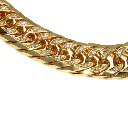 0.5ct Curb chain W8 face Diamond Bracelet K18 Yellow Gold 29.9g　Ladies