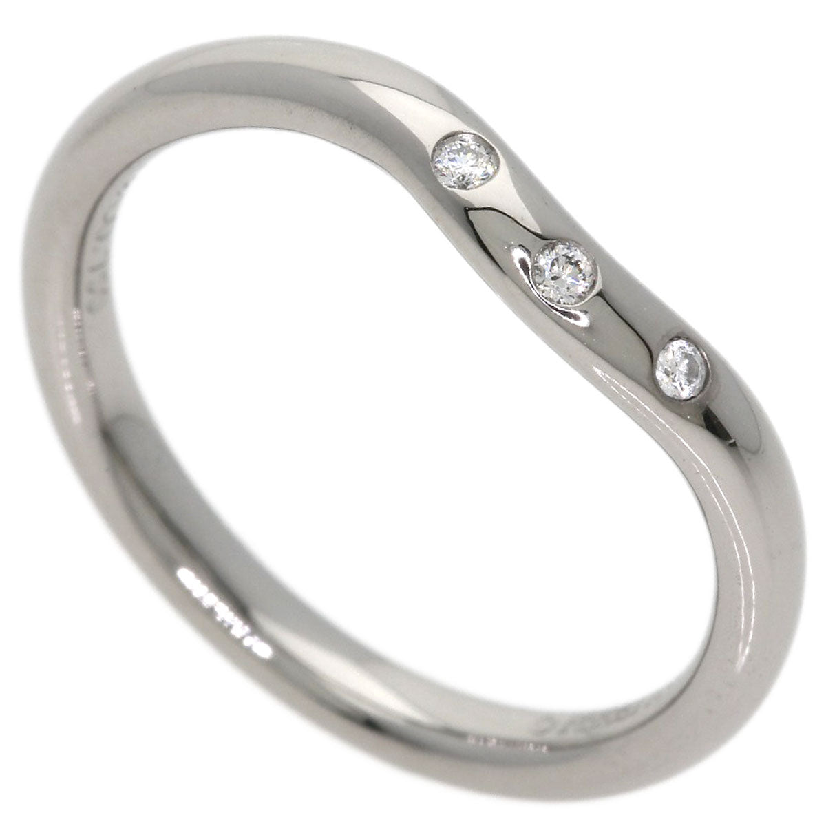 TIFFANY&Co. Curved band 3P Diamond Ring K18 White Gold Ladies [Used]