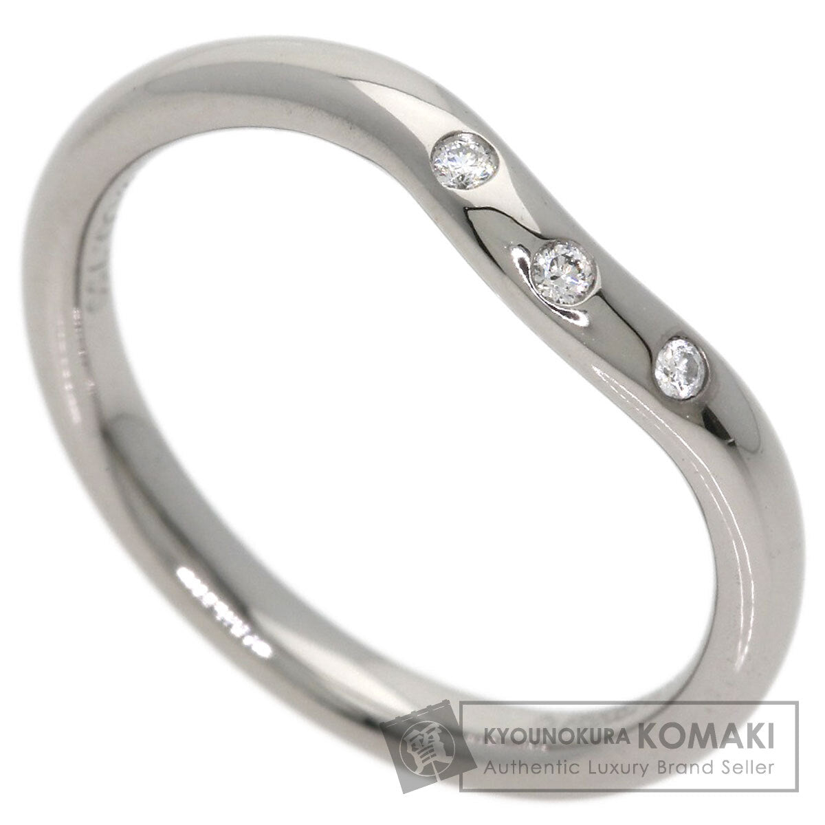 TIFFANY&Co. Curved band 3P Diamond Ring K18 White Gold Ladies [Used]