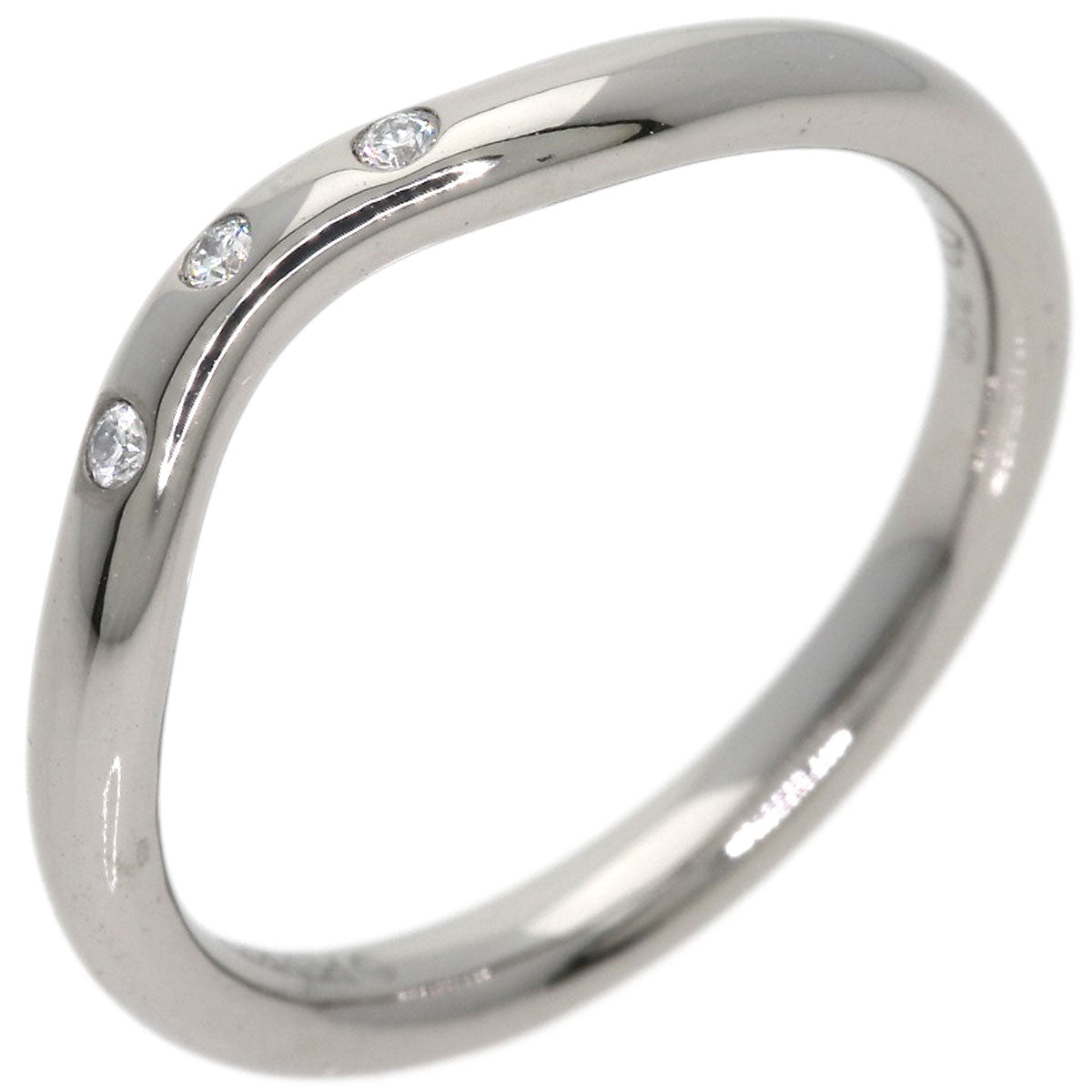 TIFFANY&Co. Curved band 3P Diamond Ring K18 White Gold Ladies [Used]