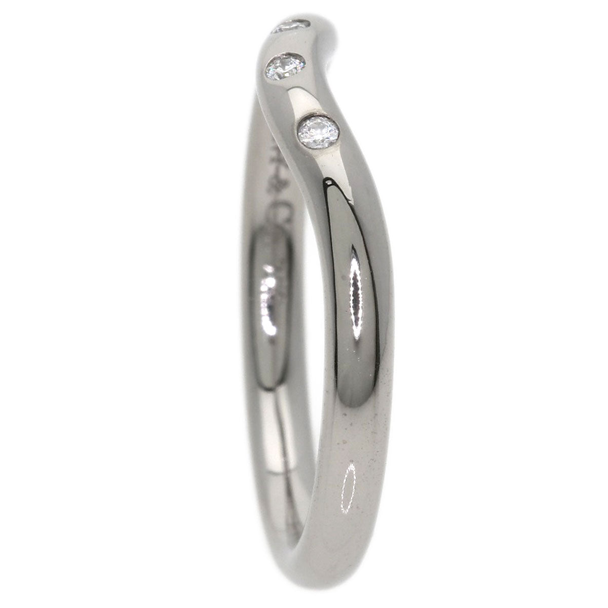 TIFFANY&Co. Curved band 3P Diamond Ring K18 White Gold Ladies [Used]