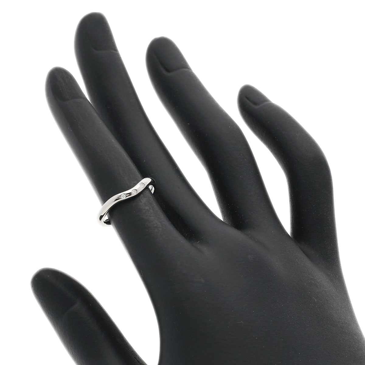 TIFFANY&Co. Curved band 3P Diamond Ring K18 White Gold Ladies [Used]