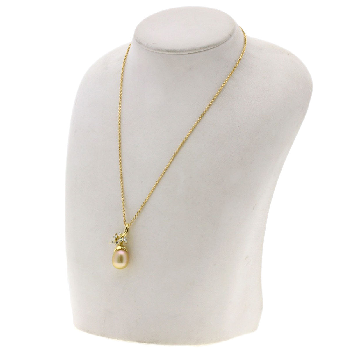 Queen Golden Pearl Pearl Diamond Necklace K18 Yellow Gold Ladies [Used]