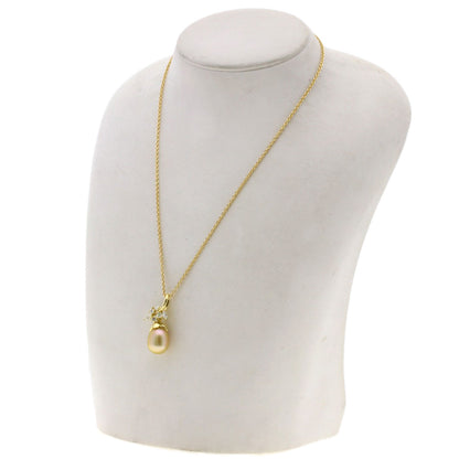 Queen Golden Pearl Pearl Diamond Necklace K18 Yellow Gold Ladies [Used]