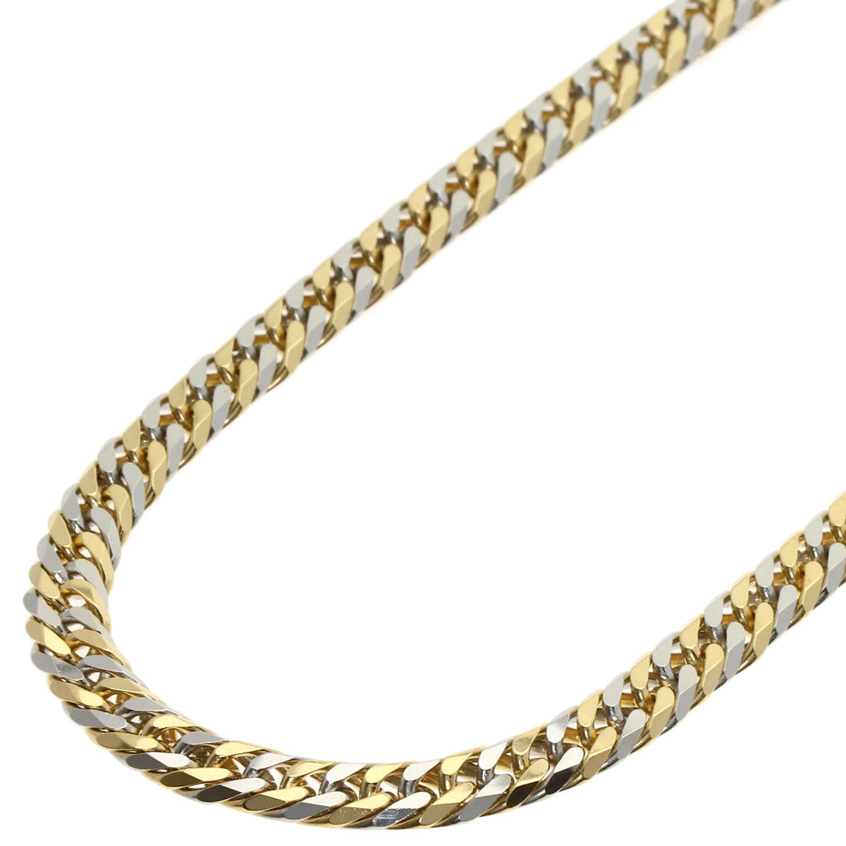 Curb chain W6 face long Necklace K18 Yellow Gold PT850 70.2g　Ladies