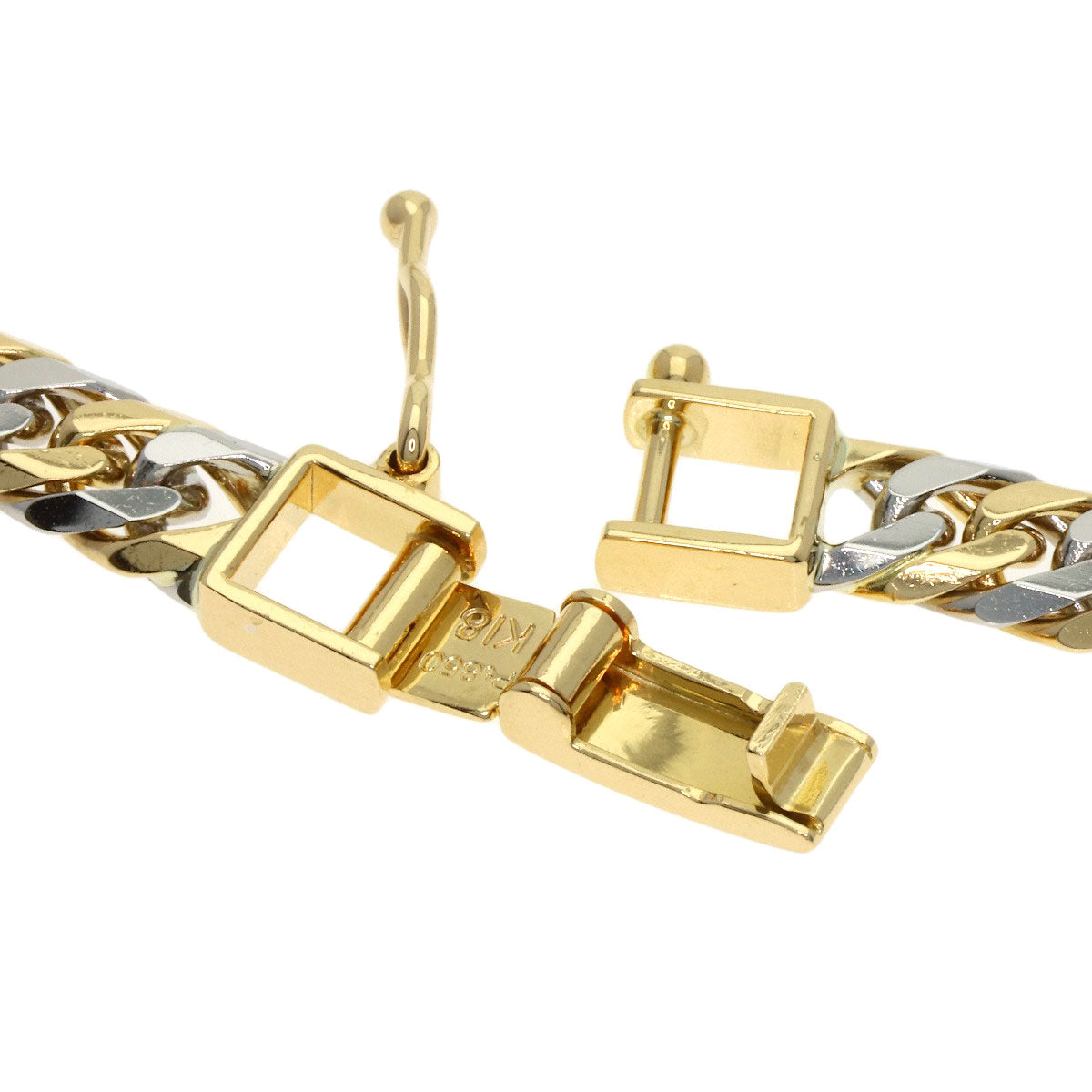 Curb chain W6 face long Necklace K18 Yellow Gold PT850 70.2g　Ladies