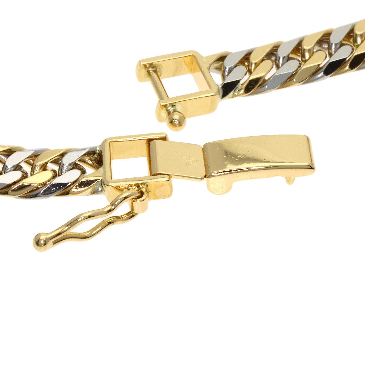 Curb chain W6 face long Necklace K18 Yellow Gold PT850 70.2g　Ladies