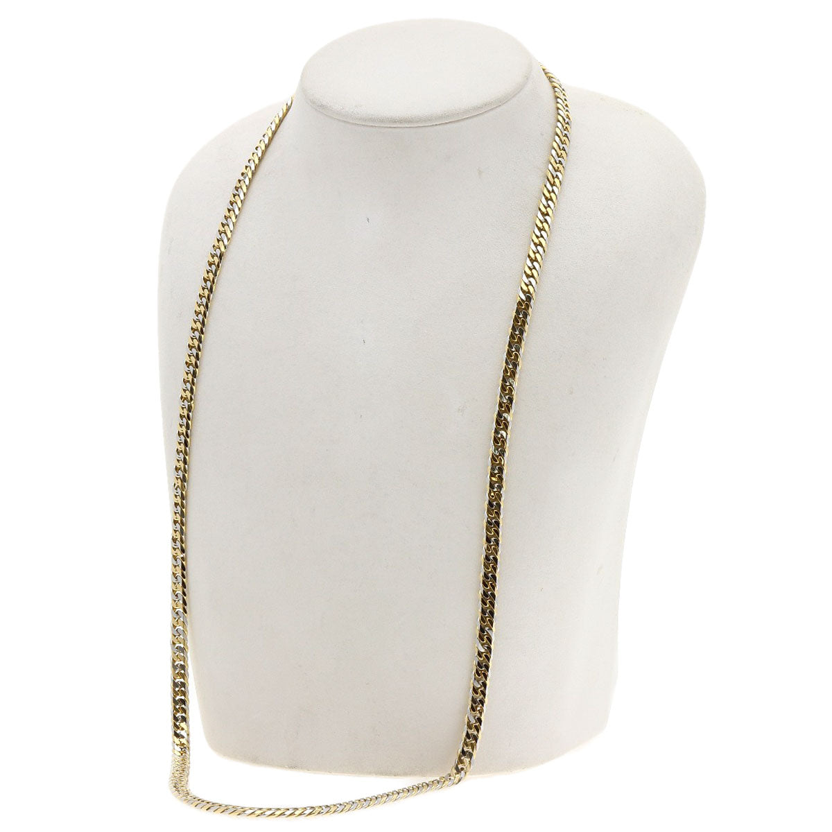 Curb chain W6 face long Necklace K18 Yellow Gold PT850 70.2g　Ladies