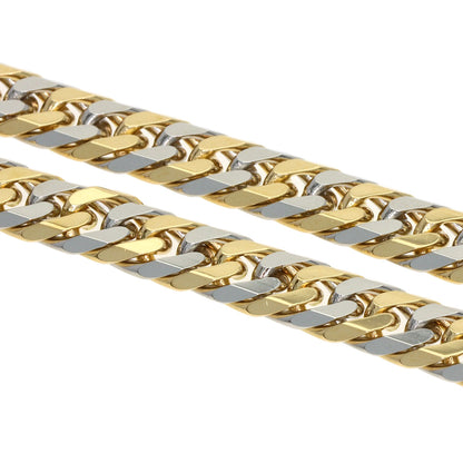 Curb chain W6 face long Necklace K18 Yellow Gold PT850 70.2g　Ladies
