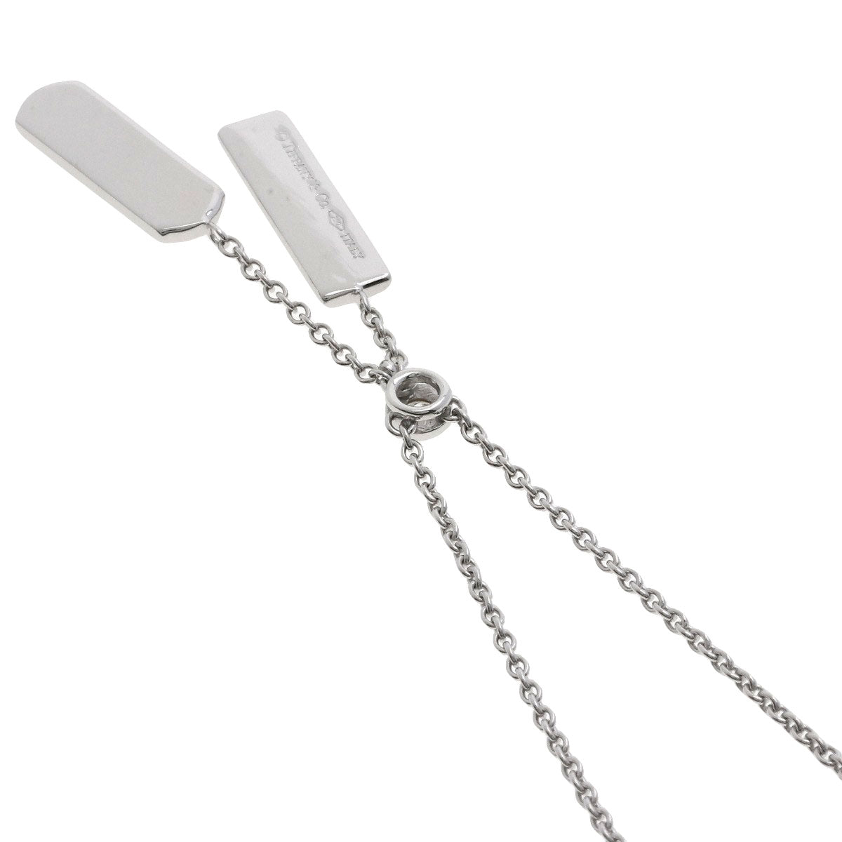 TIFFANY&Co. Double Bar 1837 Diamond Necklace K18 White Gold Ladies [Used]