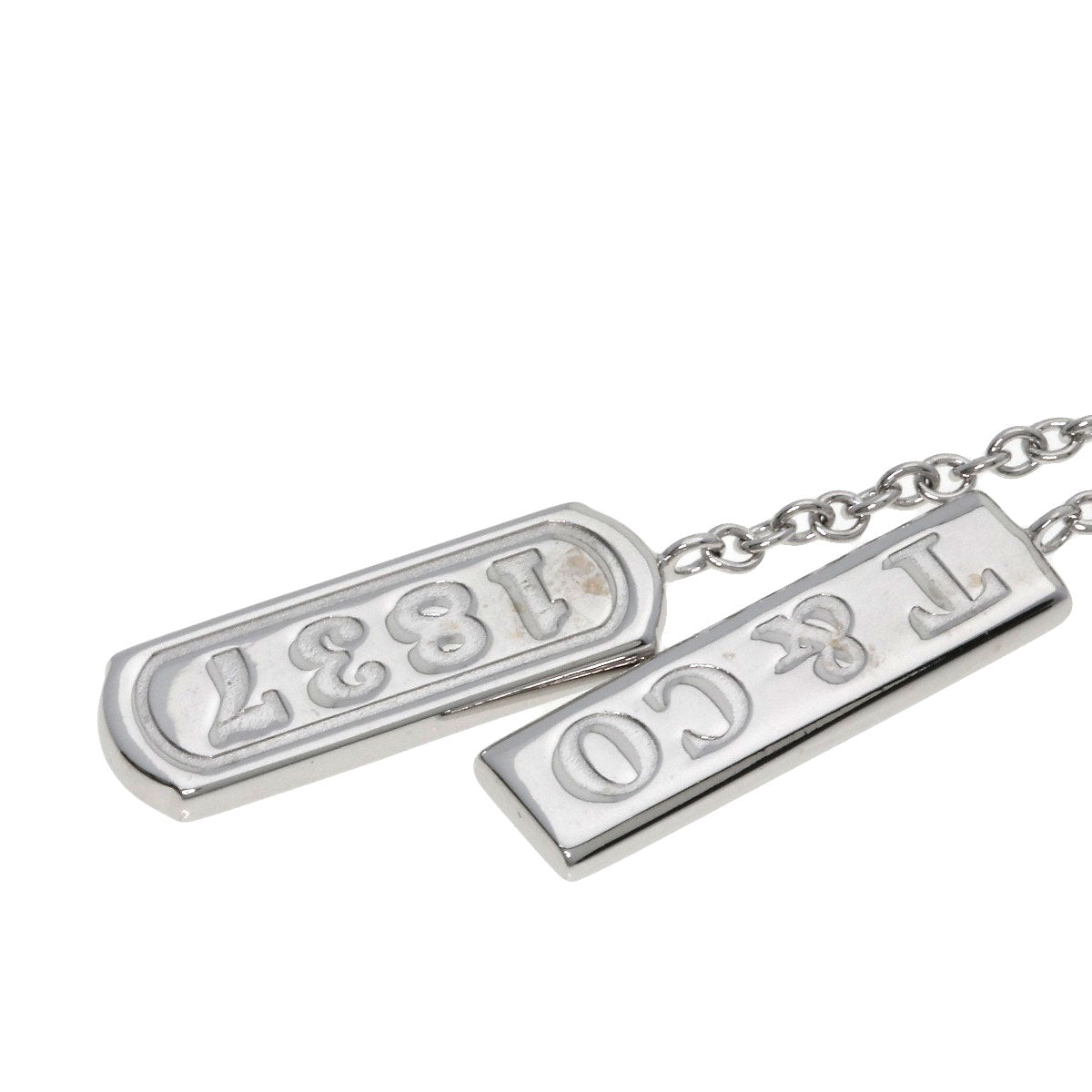 TIFFANY&Co. Double Bar 1837 Diamond Necklace K18 White Gold Ladies [Used]