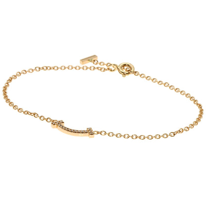 TIFFANY&Co. T Smile Mini Diamond Bracelet K18 Pink Gold Ladies [Used]
