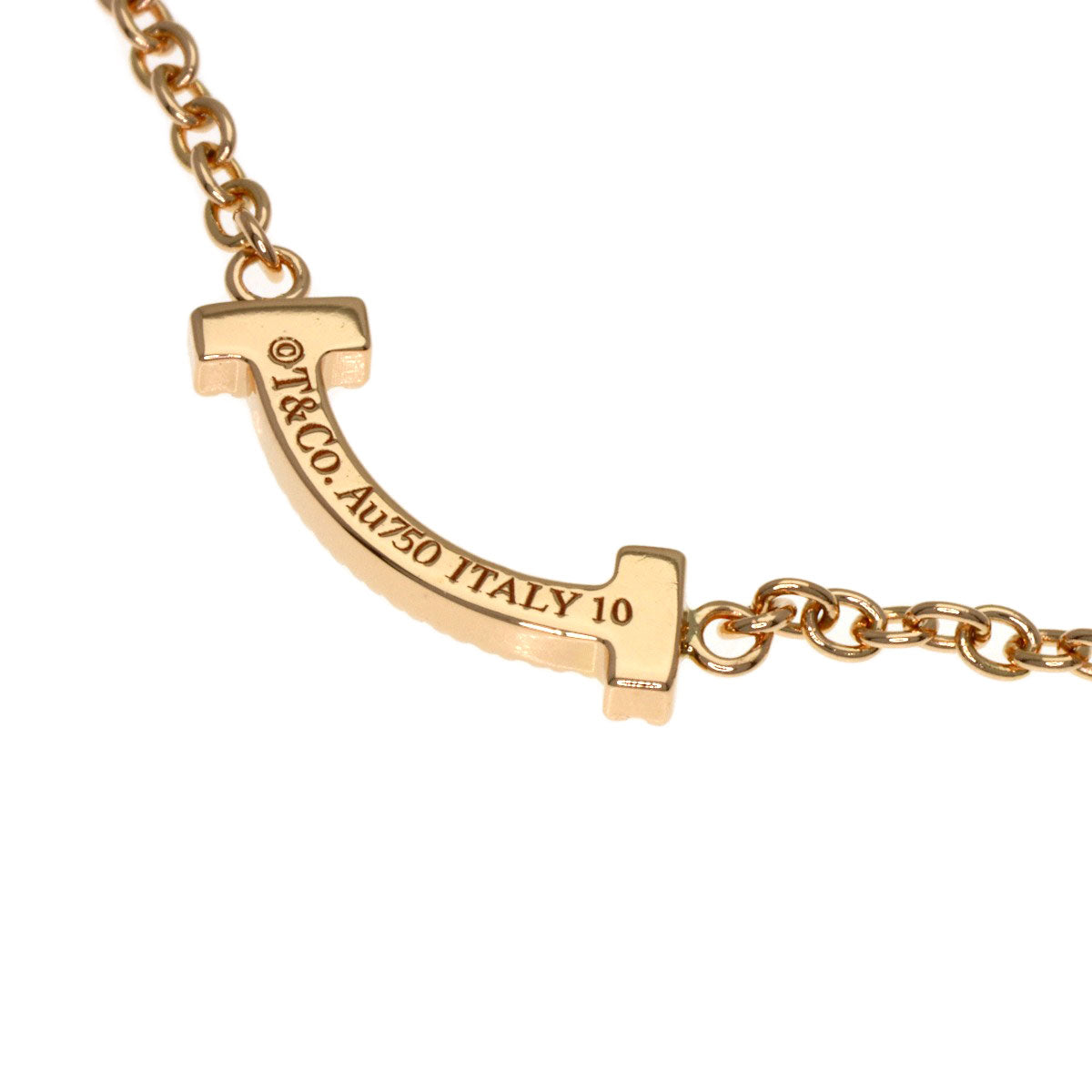 TIFFANY&Co. T Smile Mini Diamond Bracelet K18 Pink Gold Ladies [Used]