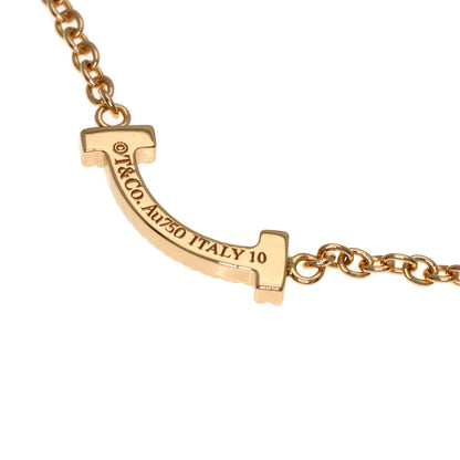 TIFFANY&Co. T Smile Mini Diamond Bracelet K18 Pink Gold Ladies [Used]