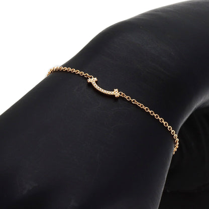 TIFFANY&Co. T Smile Mini Diamond Bracelet K18 Pink Gold Ladies [Used]