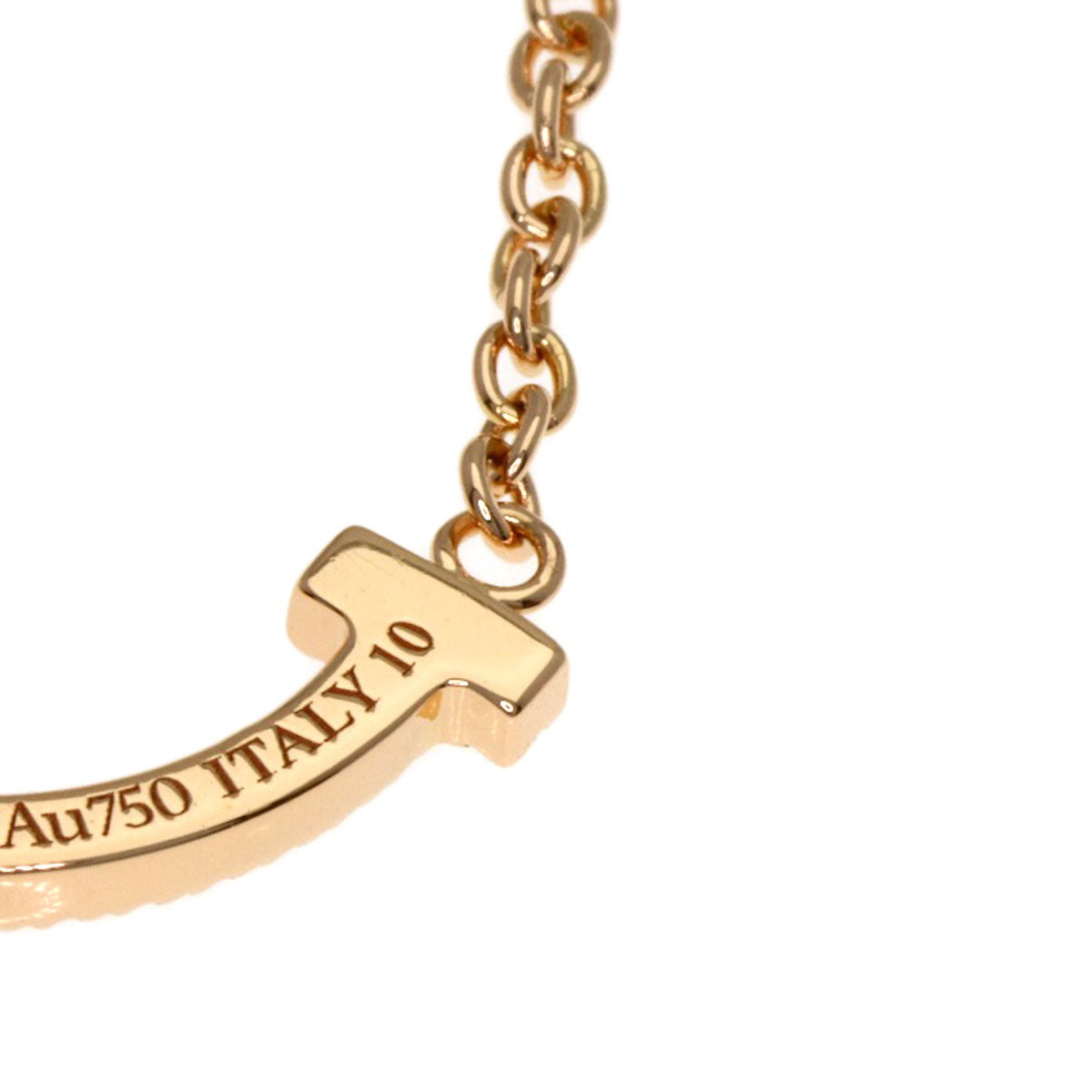 TIFFANY&Co. T Smile Mini Diamond Bracelet K18 Pink Gold Ladies [Used]