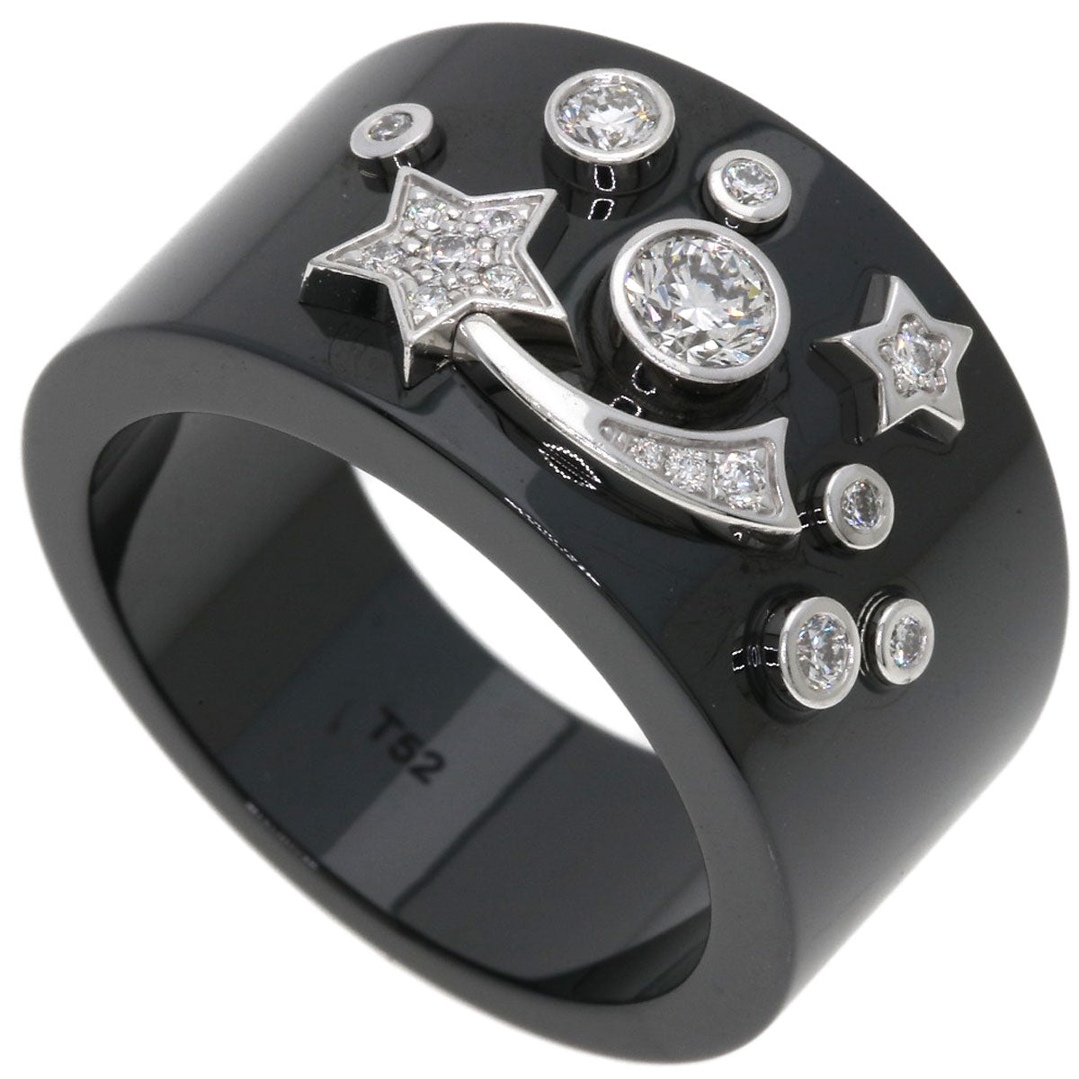 CHANEL Cosmic de Chanel Comet Diamond Ceramic #52 Ring K18 White Gold CeramicLadies [Used]