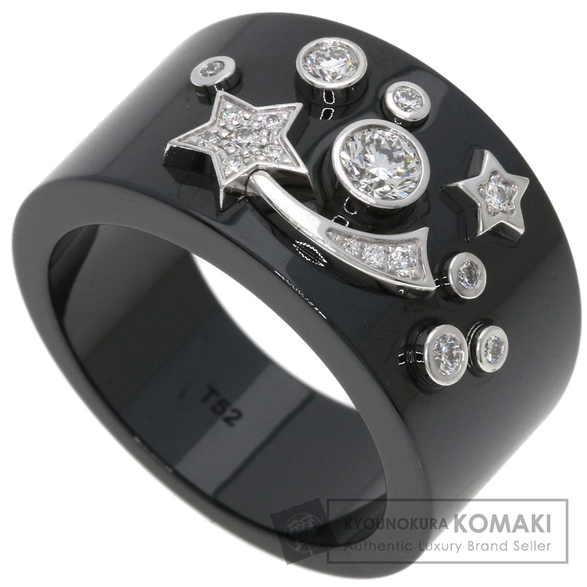 CHANEL Cosmic de Chanel Comet Diamond Ceramic #52 Ring K18 White Gold CeramicLadies [Used]