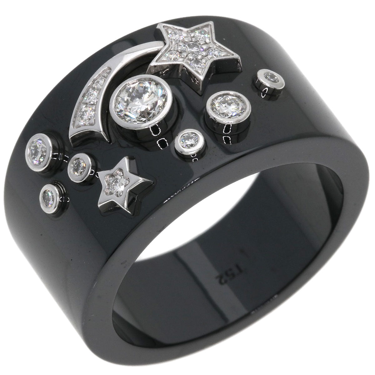 CHANEL Cosmic de Chanel Comet Diamond Ceramic #52 Ring K18 White Gold CeramicLadies [Used]