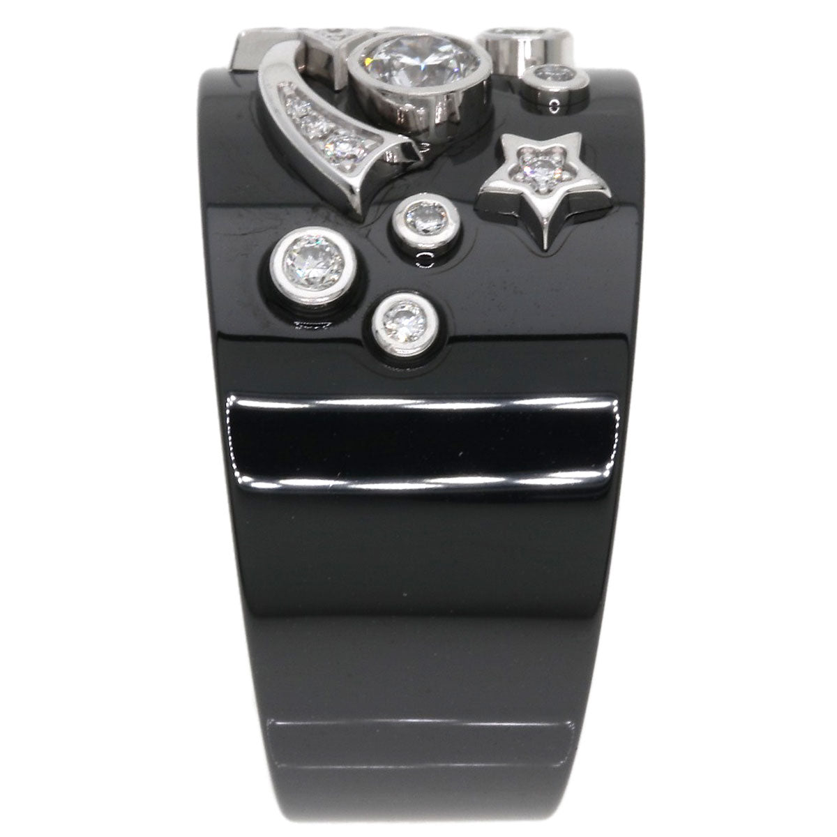 CHANEL Cosmic de Chanel Comet Diamond Ceramic #52 Ring K18 White Gold CeramicLadies [Used]
