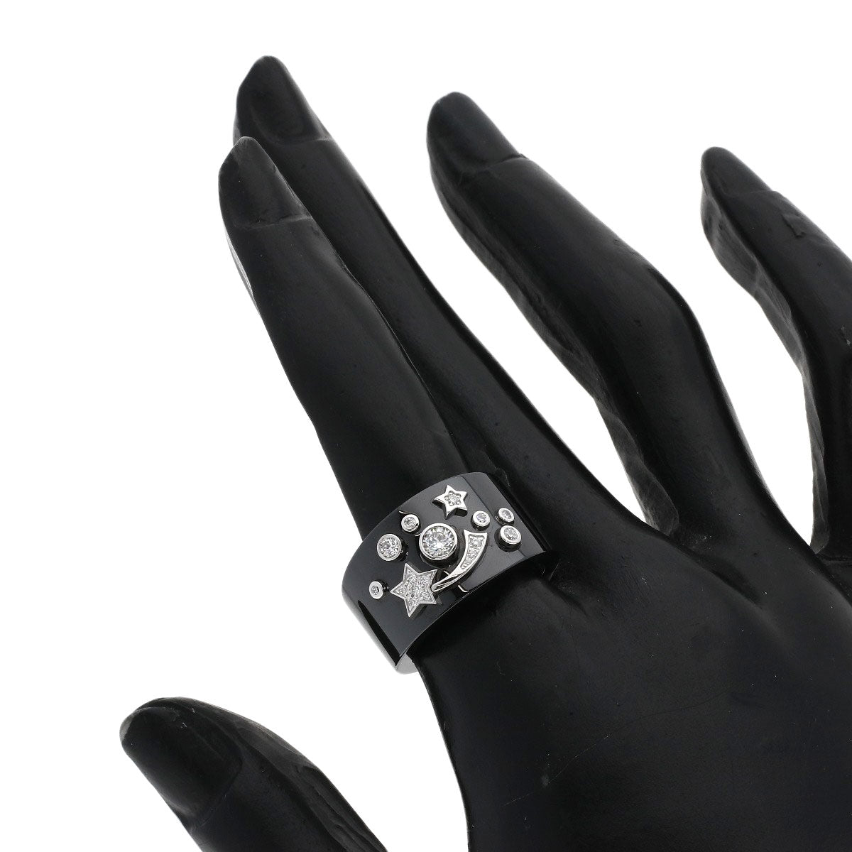 CHANEL Cosmic de Chanel Comet Diamond Ceramic #52 Ring K18 White Gold CeramicLadies [Used]