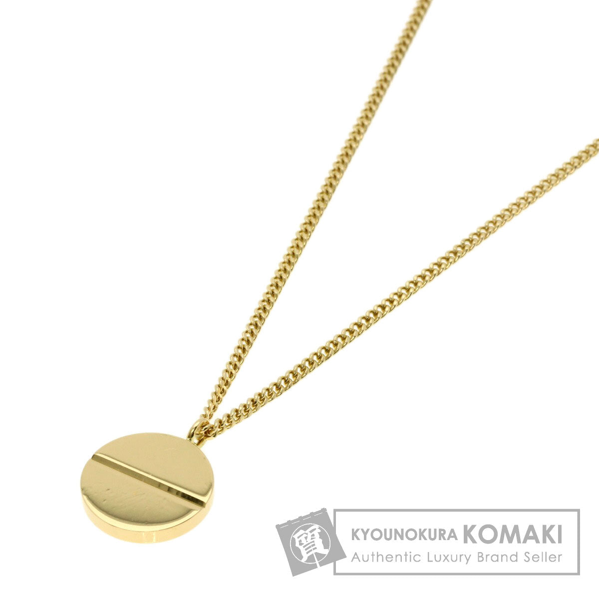 ルイヴィトン ロゴ サークル プレート ネックレス K18イエローゴールド レディース 【中古】【LOUIS VUITTON】