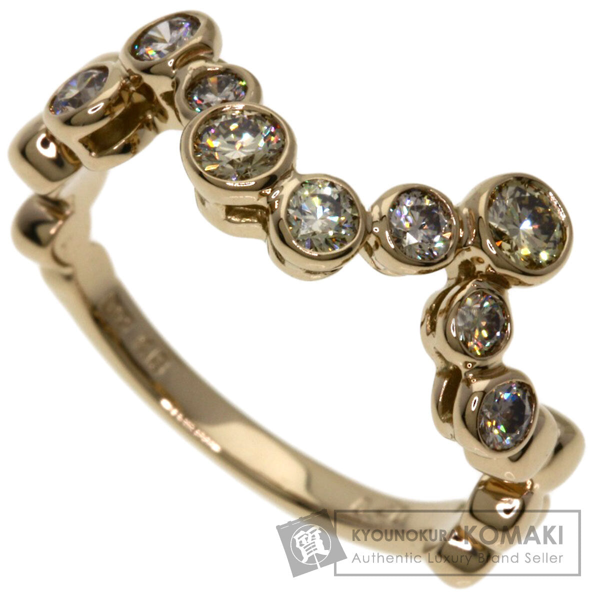 Kashikey Brown Diamond Bezel Ring Ring K18 Yellow Gold Ladies [Used]