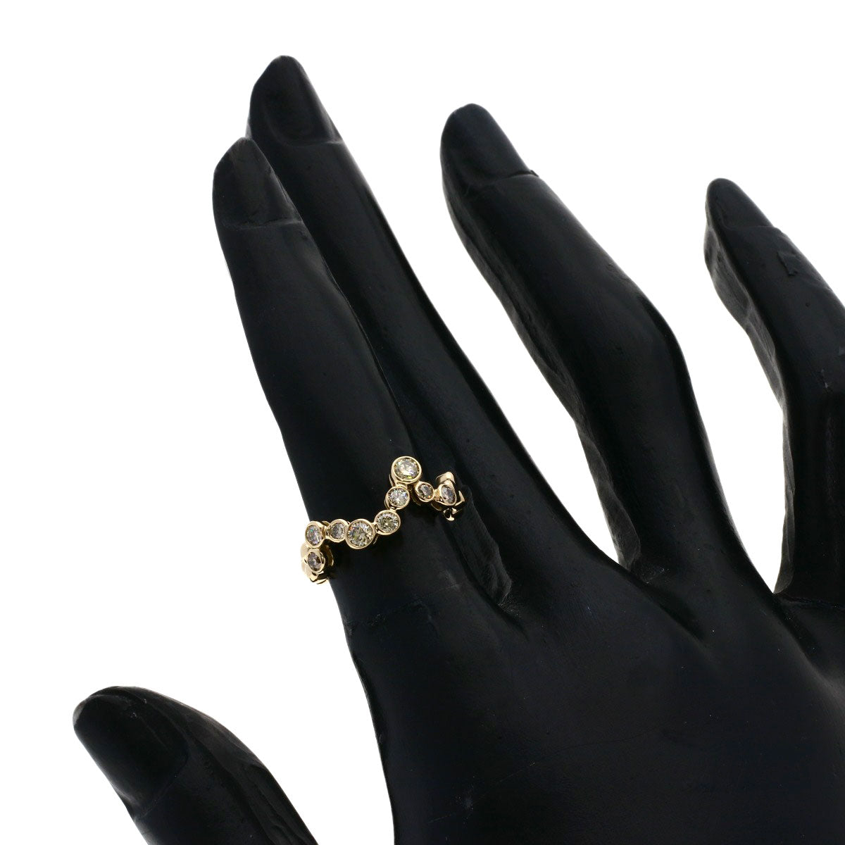 Kashikey Brown Diamond Bezel Ring Ring K18 Yellow Gold Ladies [Used]
